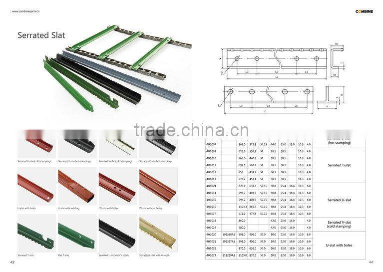 serrated slats for harvester