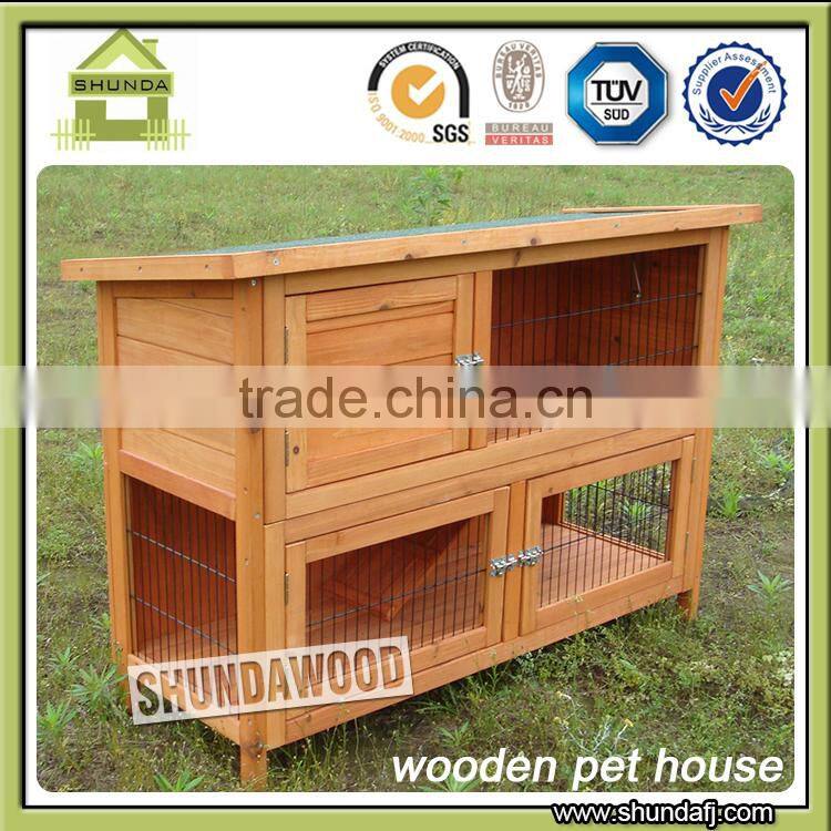 SDR001 Portable Two Layer wooden double deck rabbit cage