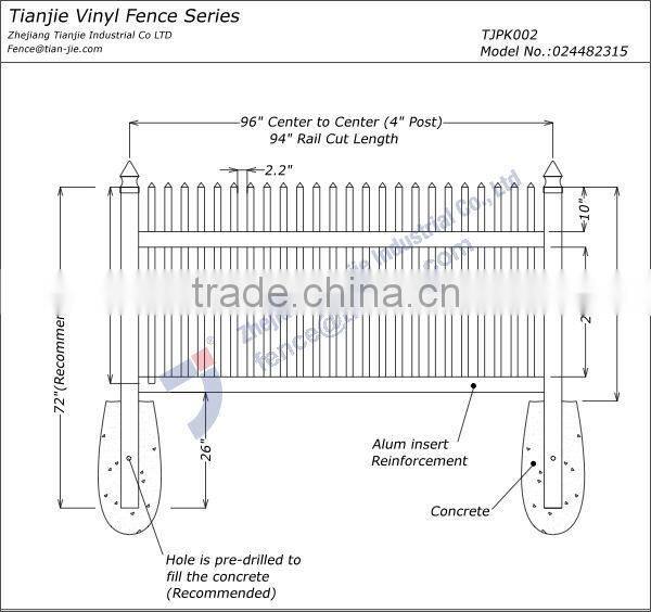 Decorative PVC White Picket Fence