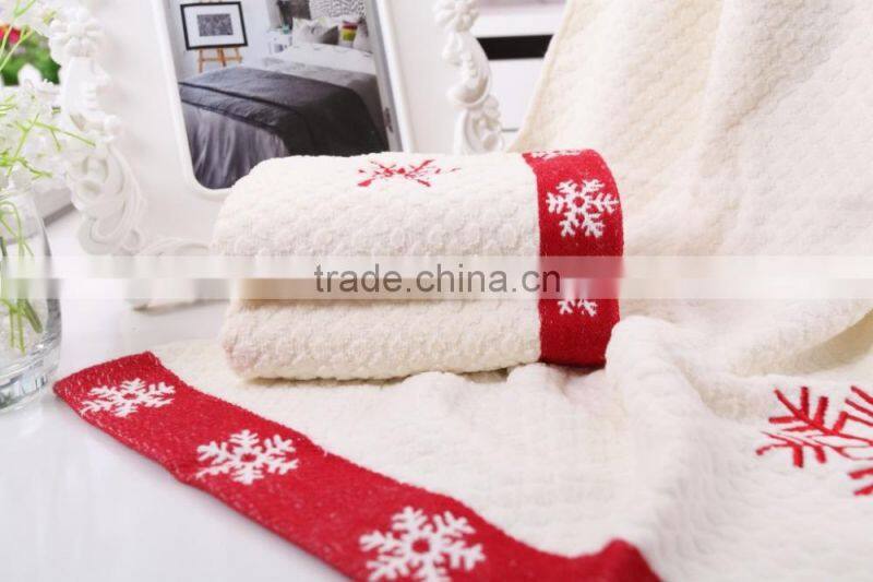cotton embroidery snowflake bath towel set