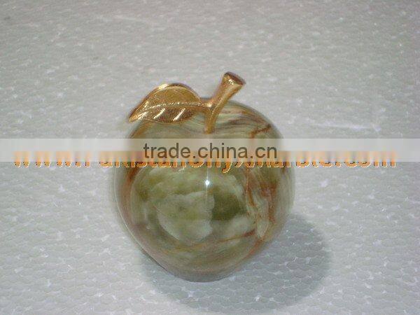 Most Amazing WHOLESALE 2017 NATURAL STONE ONYX APPLE WITH BRASS LEAF HANDICRAFTS