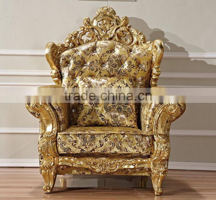 New classic living room furniture wooden hand carved fabric sofa set
