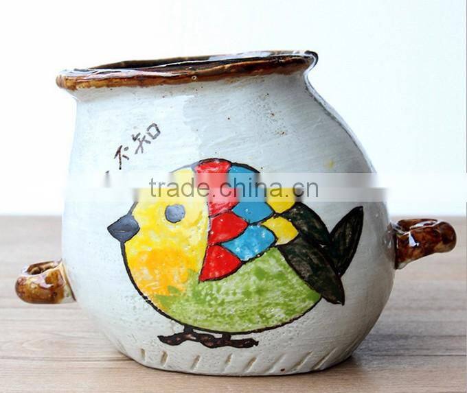 Creative interior decoration hand-painted ceramic cartoon flower pot for succulents
