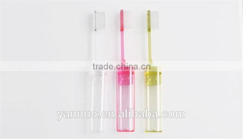 Transparent Plastic Disposable Portable Folding Toothbrush For Hotel and flight