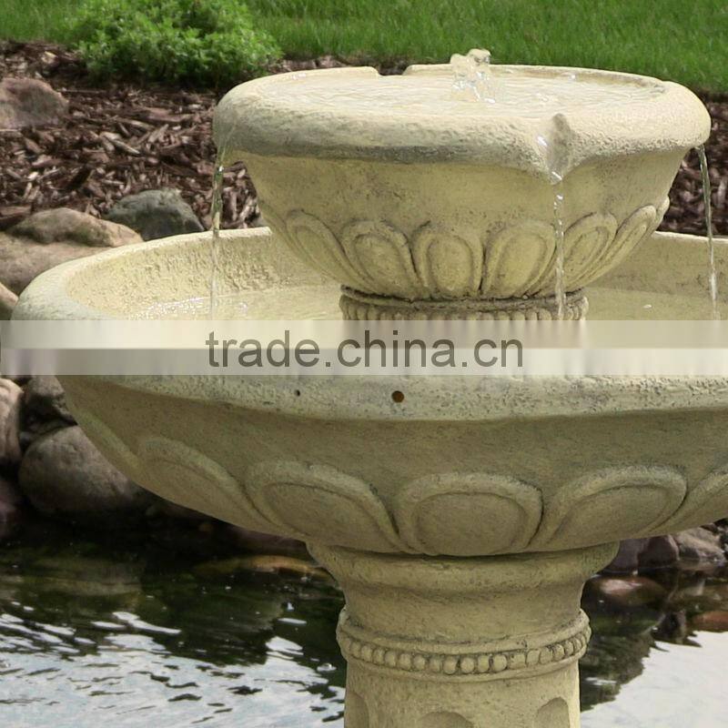 Outdoor Classics Chelsea Solar on Demand Two Tiered Birdbath Fountain