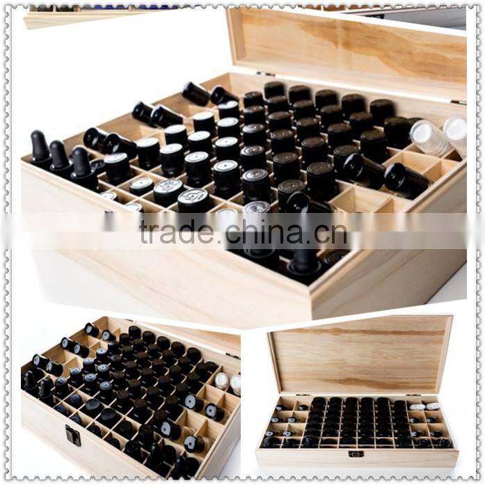 Personal Care Industrial Use upgraded hinges and latches large wooden essential oil bottle storage boxes with compartments
