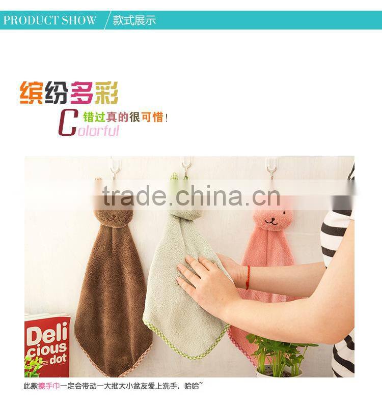 N105 Little girls cute rabbit jacquard small square towel for wholesale Yiwu factory