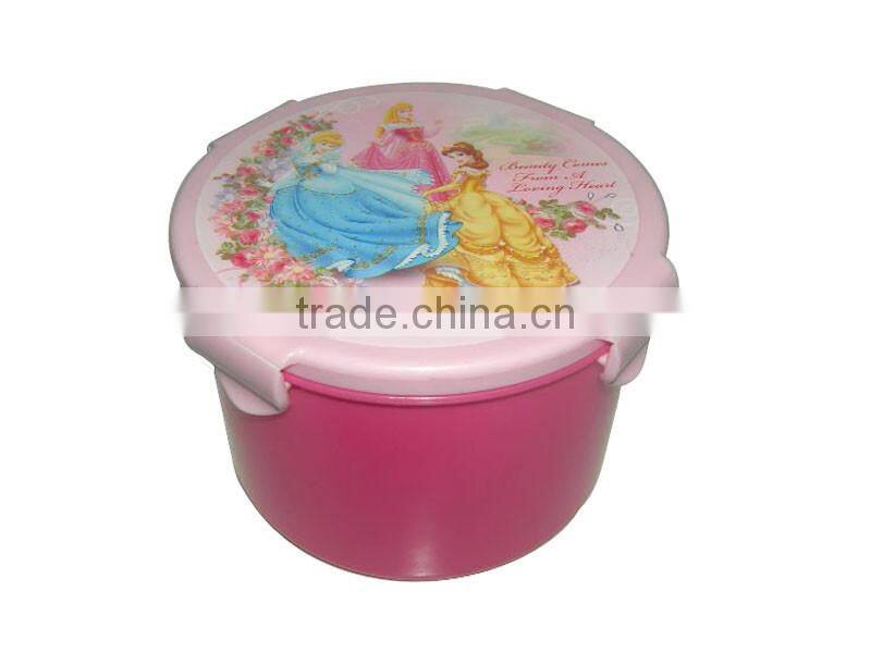 Round shape plastic bento lunch box with spoon