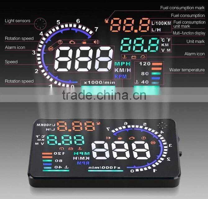 2016 New 5.5" Screen A8 Auto Car HUD Head Up Display KM/h & MPH Overspeed Warning Alarm System Car Speed Head UP LED Display
