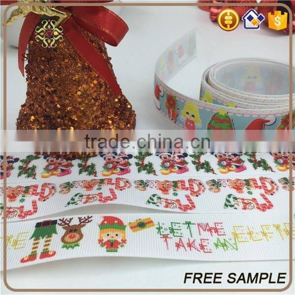 wired printed grosgrain christmas gift ribbon