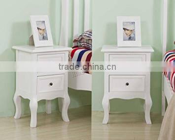Set of Two Small Traditional Style Bedside Table in White