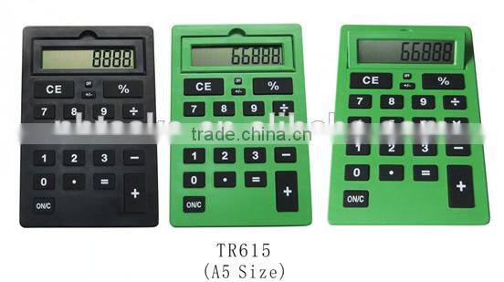 8 Digit flip cover plastic desktop A5 size logo printed electronic calculator