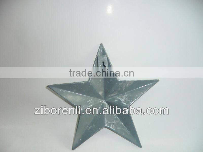 New Set Hanging Crackle Silver Star Shaped Christmas Tree Ornaments Glass