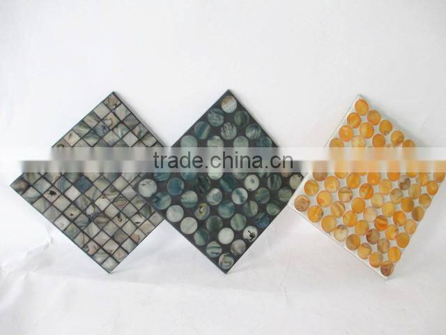 Square Shape Iridescent Color Mosaic Coasters