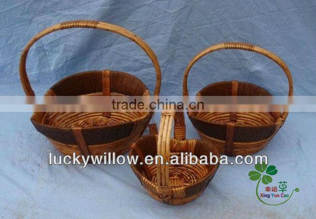 3/s graceful willow& chip storage basket with high handle garden basket