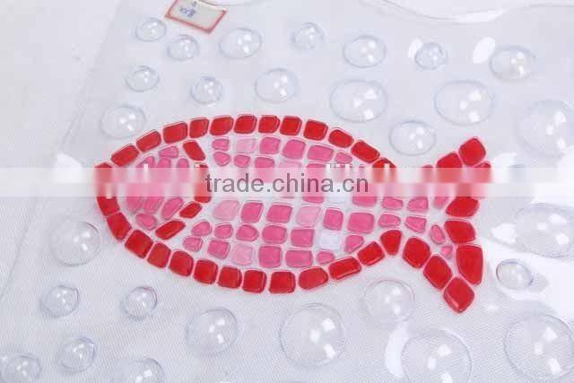 Transparent PVC anti slip bath mat with fish patterns/bathroom mat