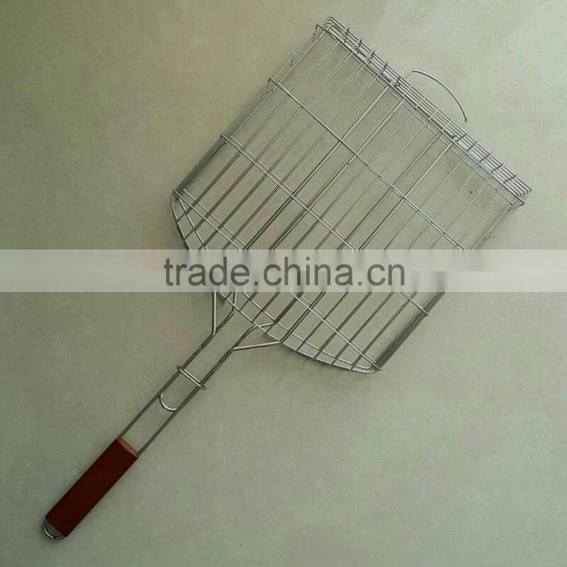 double handle stainless steel barbecue bbq grill wire mesh net