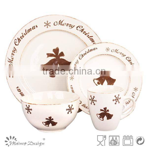 Snowflakes and bells elk novelty Christmas ceramic tableware 20pcs