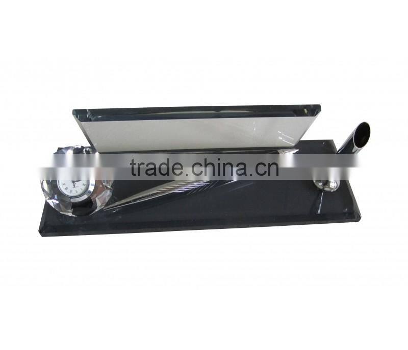 JINGYAGE K9 Custom Office Table Set Crystal Pen Card Holder Set With Clock