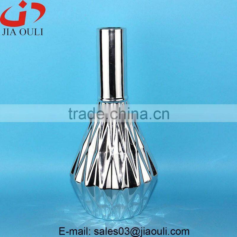 High Quality home decor silver plate ceramic vase, plating vase
