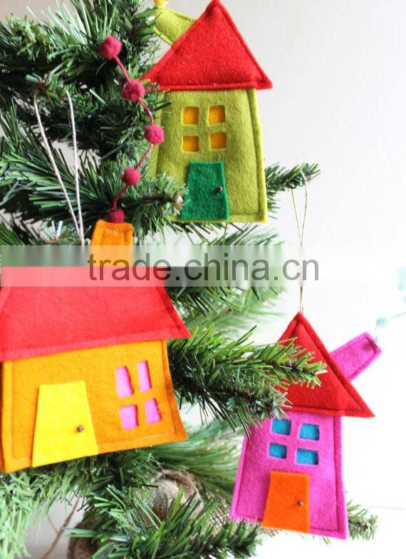 House ornaments Decoration Set of eight Felt House for wall hanging