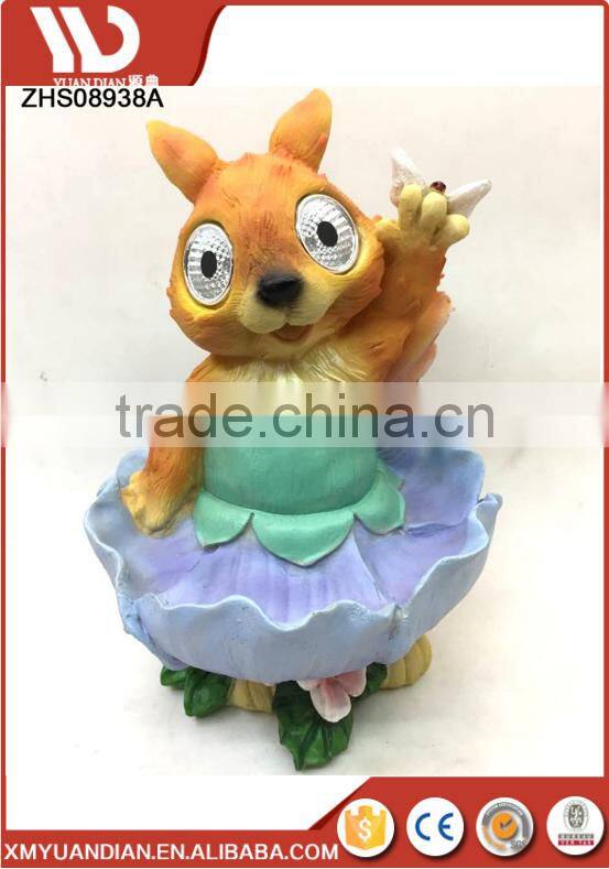 Solar Eyes Wearing Skirt Dog Bird Bath Outdoor Lighting