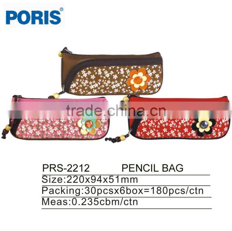 Lovely and durable girls pencil bag with two pockets