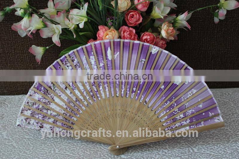Customized logo printing silk gift fan