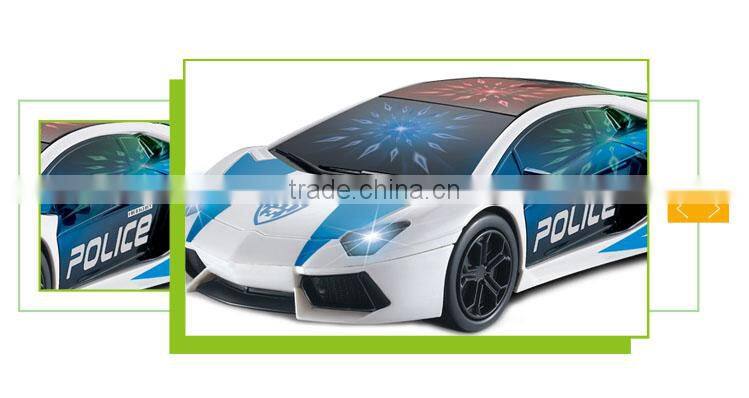 Newest battery operated plastic police toy track toy with light up car