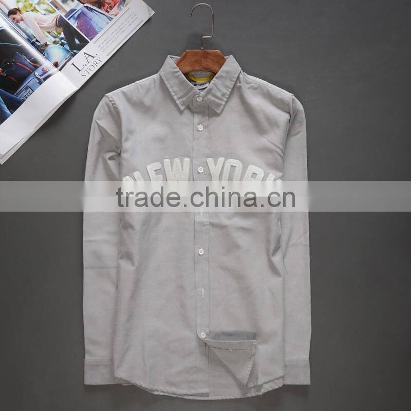 100% cotton applique men's shirt ,long sleeve shirt,Emboridery patch cut shirt