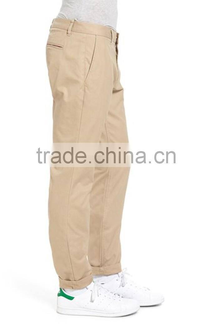 casual brand name of men latest design cotton fitness slimming washed chinos work man pants fabric trousers