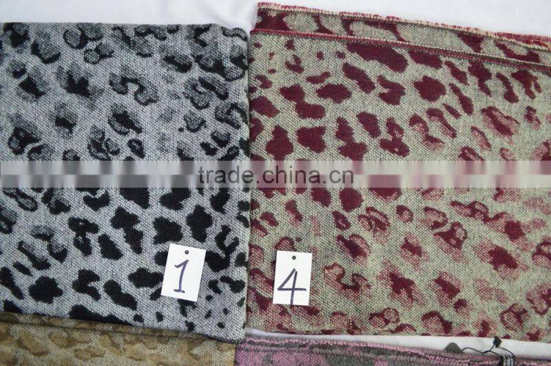 Fashion large latest jacquard wool leopard 100%viscose winter shawl
