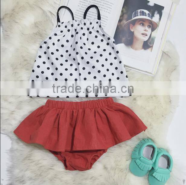 Summer Apparel Polka Dots Singlet And Bloomer Matching Clothes Wholesale