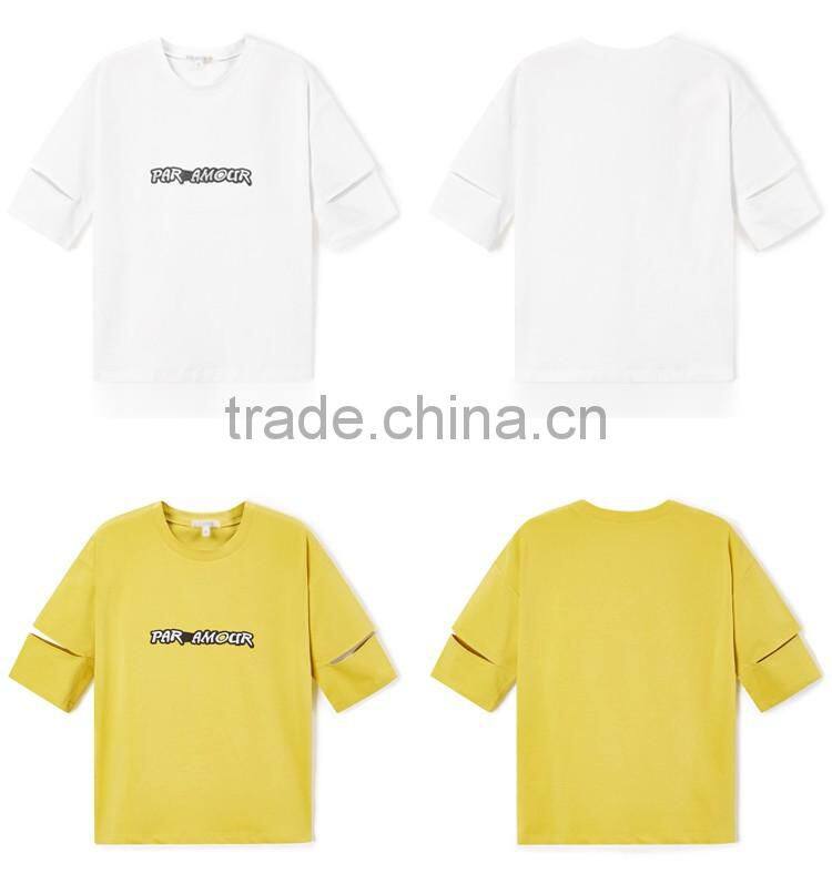 Custom T Shirt Manufacturer Women t shirt embroidery machine Ripped t shirt for women casual