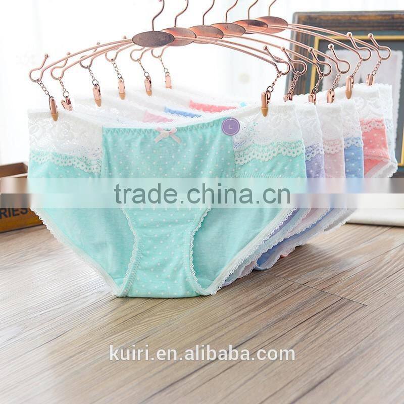 Women Low waist cotton underwear lace love students teen girls briefs panty