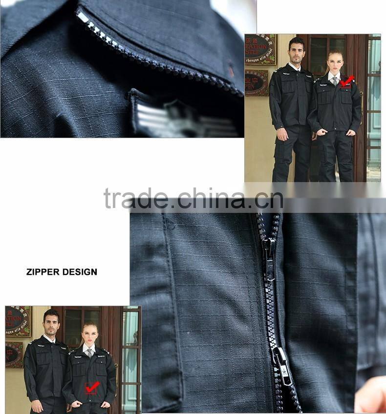Juqian custom good quality black military design unisex security guard uniform protection security uniforms design