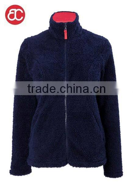 Women's Navy Fleece Jacket Full Zip PQ219