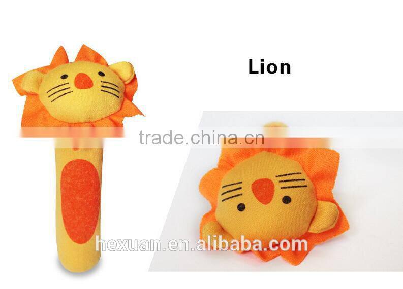 Soft Baby Kid Toy Ring Bell BB Baby Plush Rattle Squeaker Early Educational Doll Rod 0M+ Cute Cartoon Animal Musical Plush Toy