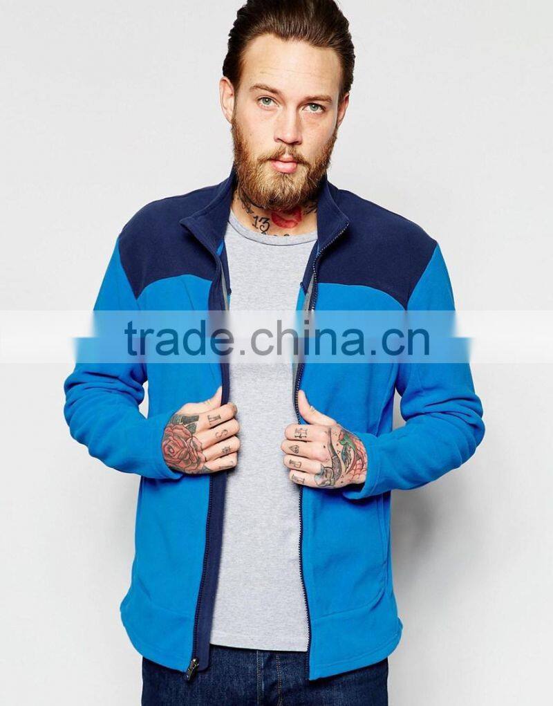 New design full zip funnel collar good material fleece fabric for men