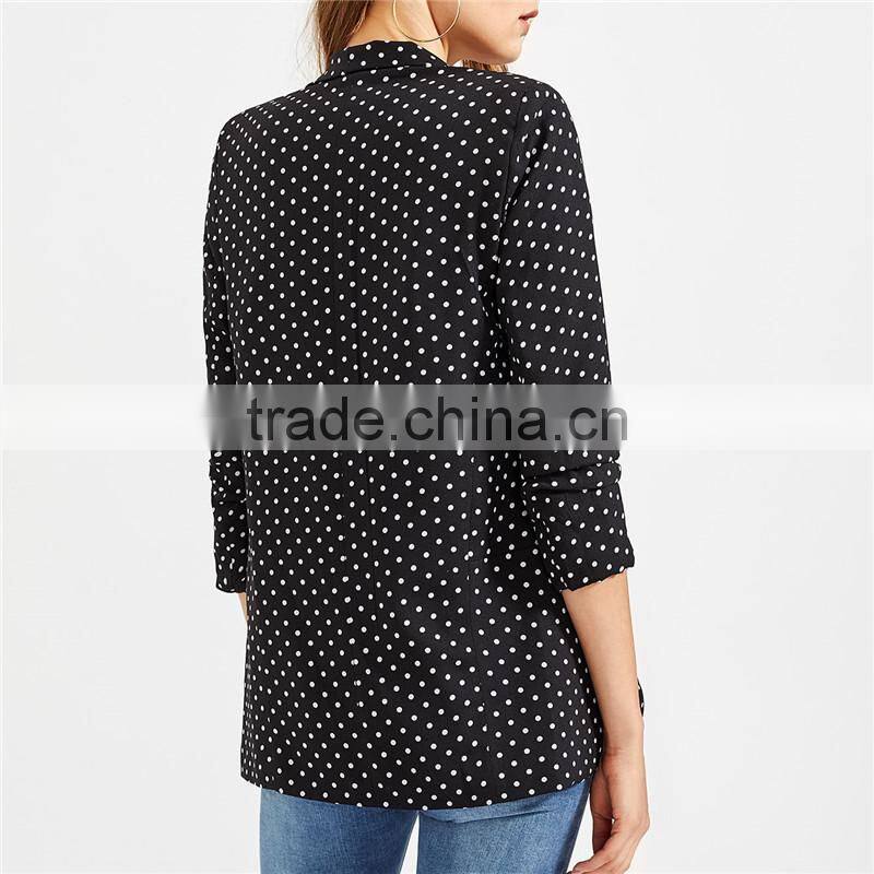 2018 fall and winter newest style Fitted Polka Dot Open Front Blazer