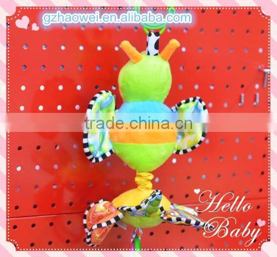 Colorful bee+flower pulling musical Plush toys baby educational stuffed & plush toy baby gift