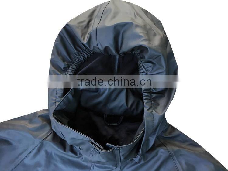 Mens green jacket waterproofing coating PVC raincoat