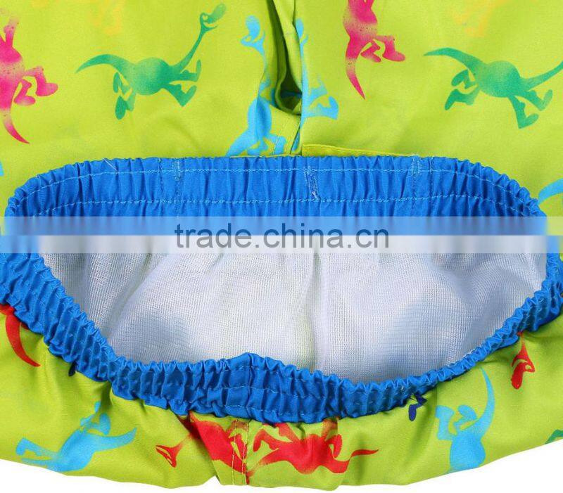 High Quality Kids ClothingCrabs Printing Color Blocks Boys Shorts with Four Eyelets Drawstring