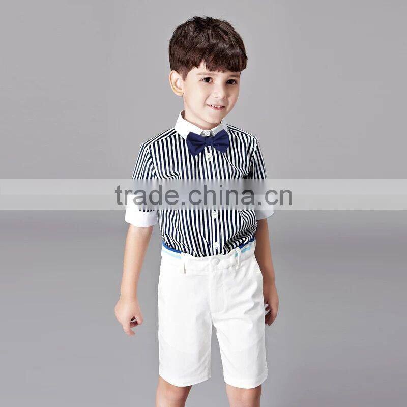 New Summer Boys Formal Clothing Set 3Pcs Boy Suit Include Tie Stripe Shirts And Shorts Fancy Children Wear B-NB-CS905-25