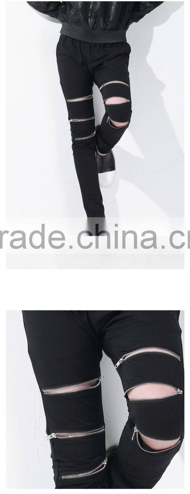 wholesale 100% cotton men jogger sweatpants blank/custom plain jogger pants/mens jogger pants with zipper details p-24