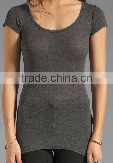 girls round neck charcoal melange tee shirts cotton