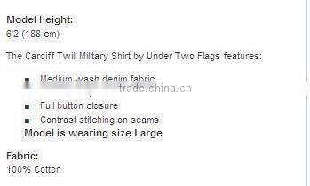 2016 new the cardiff twill military medium wash denim shirt with two chest pockets