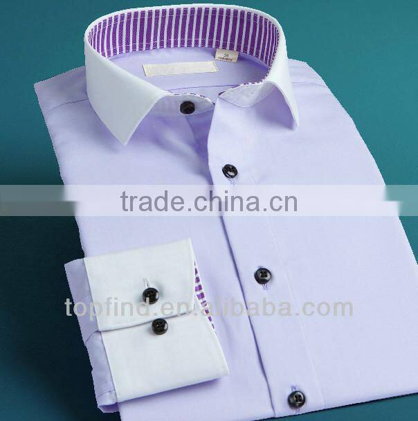 Men cutaway collar solid color long sleeve dress Shirts with cheap price
