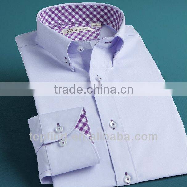Fashion matched white color long sleeve dress cotton shirts for suit
