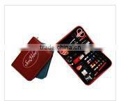 Gentlemen's hardware travel kit type leather case shoe polish kit